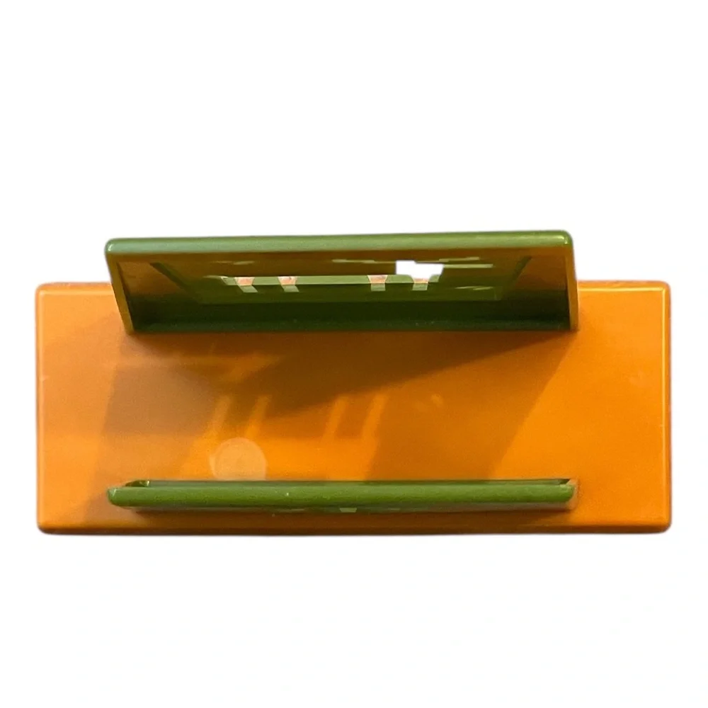Vintage 70s St. Labre Indian School Napkin Holder Orange Green Man Deer Retro